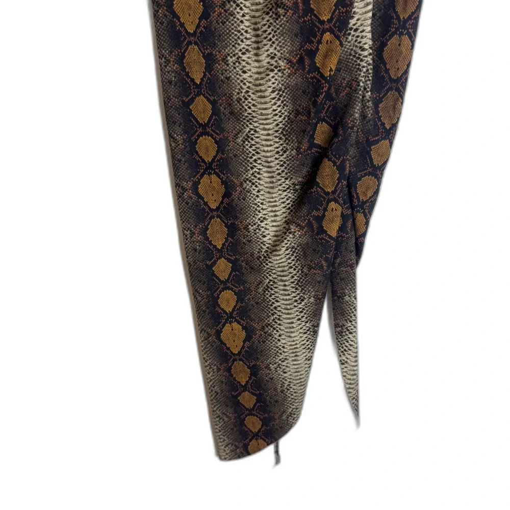 Skims coverup Skirt Womens Small Brown Snake Print Wrap High Waist Midi‎ Stretch